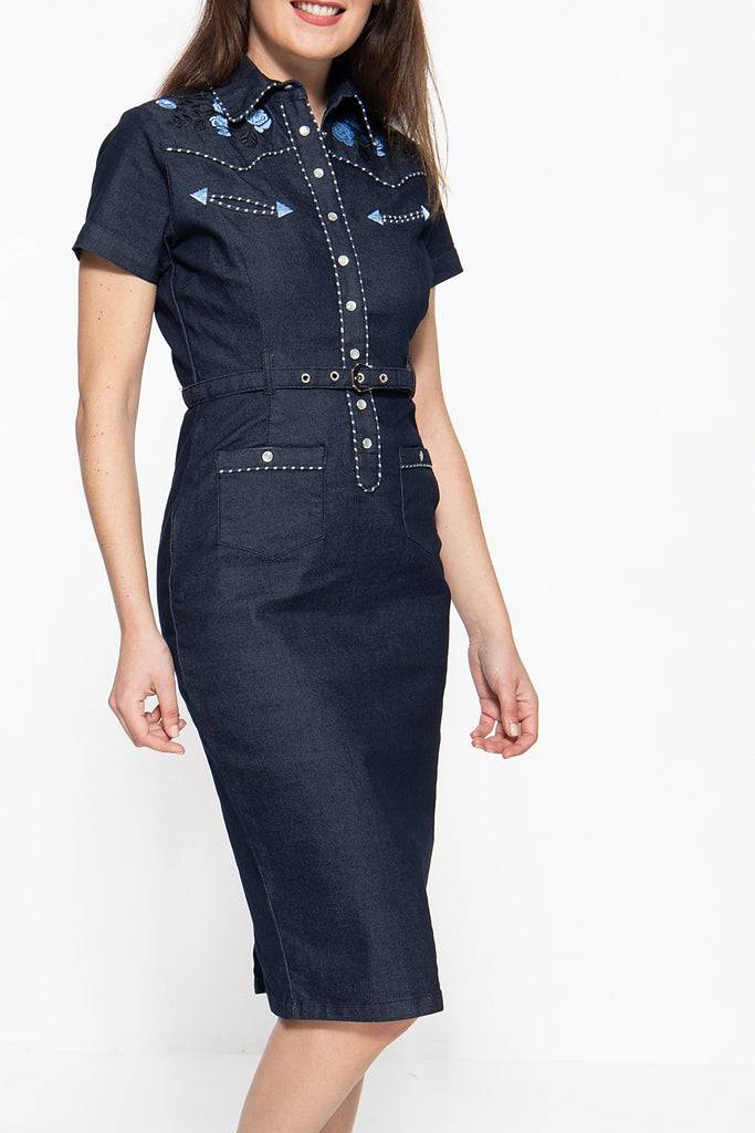 Queen Kerosin Jeanskleid im Westernchic Kauf eins, bekomm eins gratis