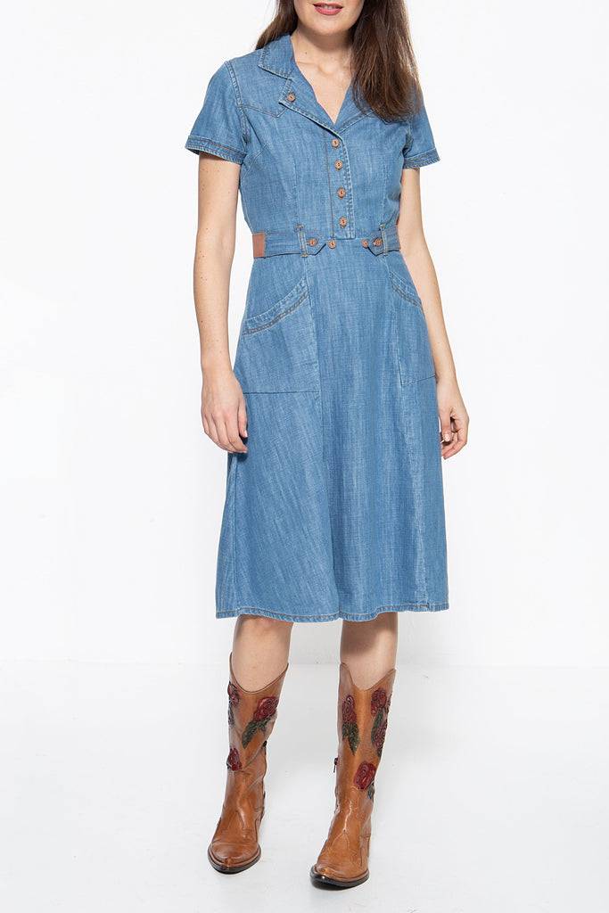 Queen Kerosin Denim Kleid im Westernlook Tägliche Deals