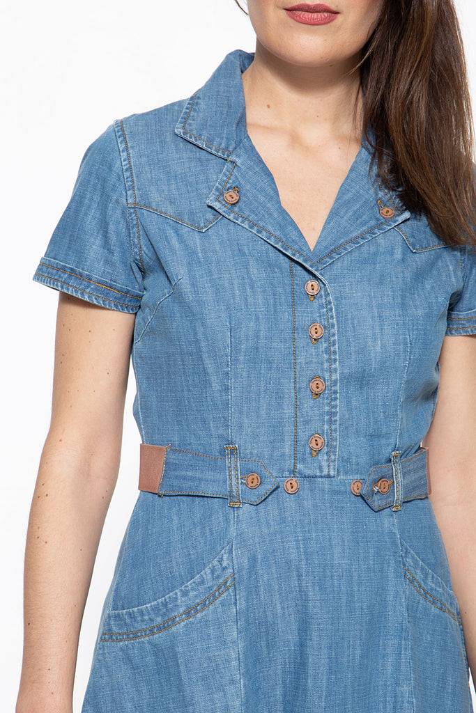 Queen Kerosin Denim Kleid im Westernlook Tägliche Deals