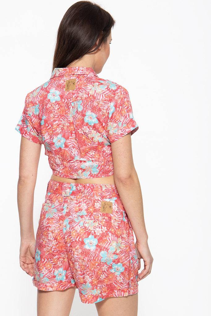 Queen Kerosin Bluse mit tropischem Muster Sonderangebote