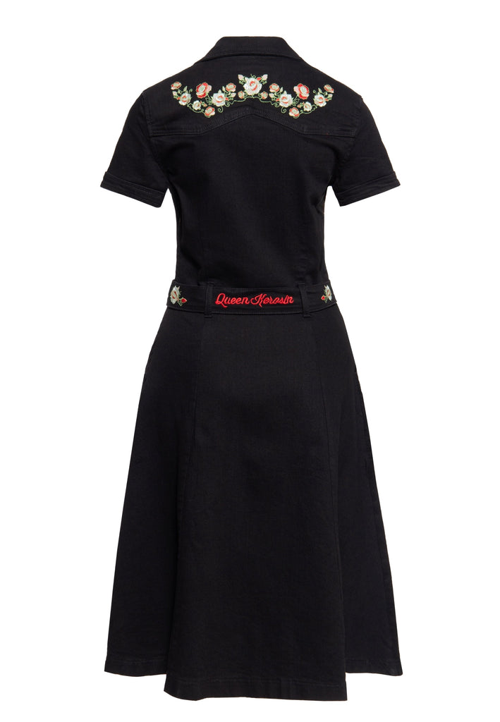 Queen Kerosin 50s Swing Jeanskleid mit Stickerei Bis zu 60% Rabatt