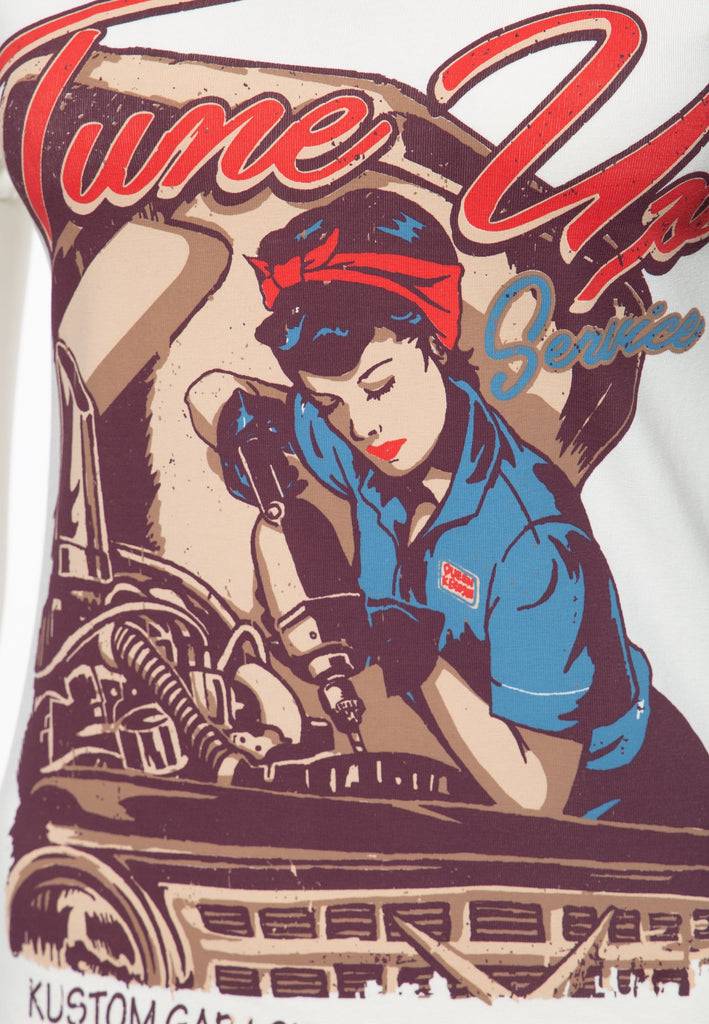 Queen Kerosin T-Shirt mit V-Ausschnitt «Tune Up» Vierteljährliche Förderung