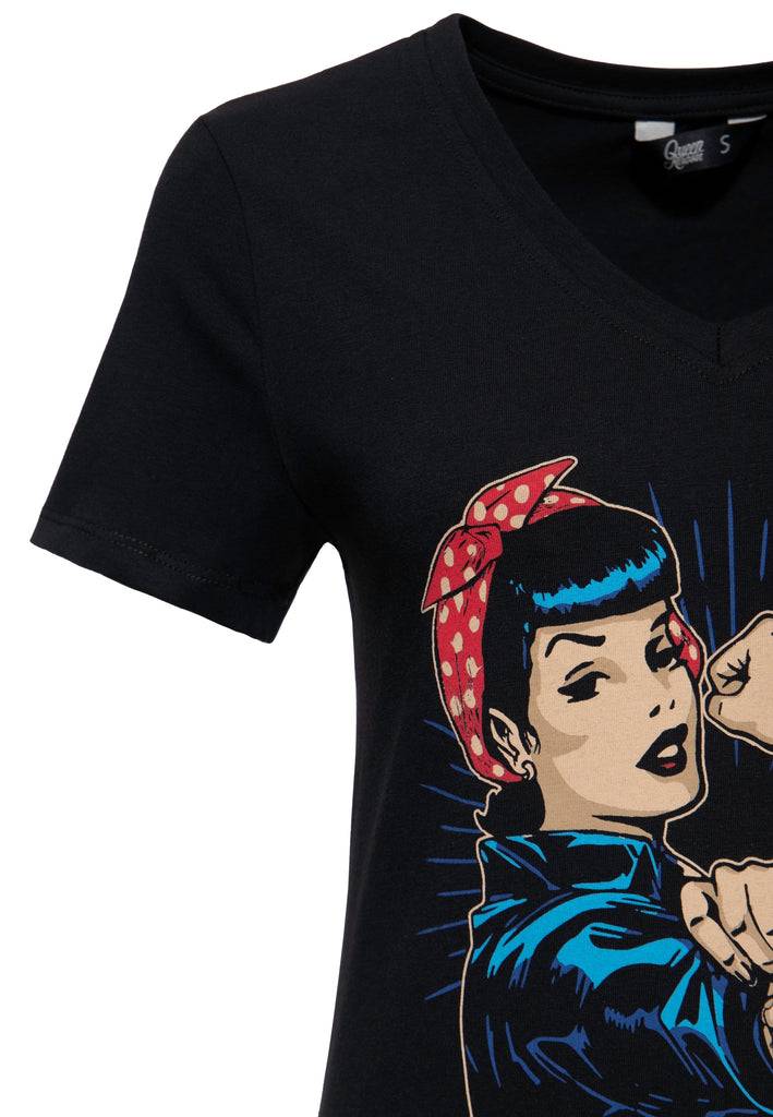 Queen Kerosin T-Shirt mit Retro-Print «We can do it» Bis zu 55% Rabatt