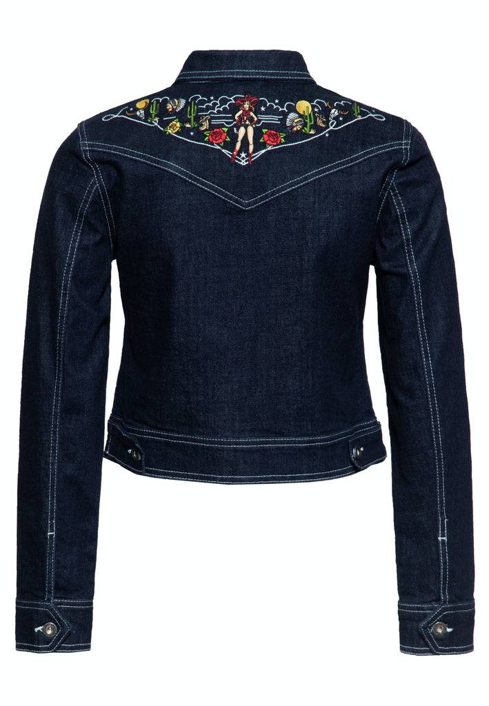 Queen Kerosin Denim Jeansjacke im Western-Style Super Rabatt