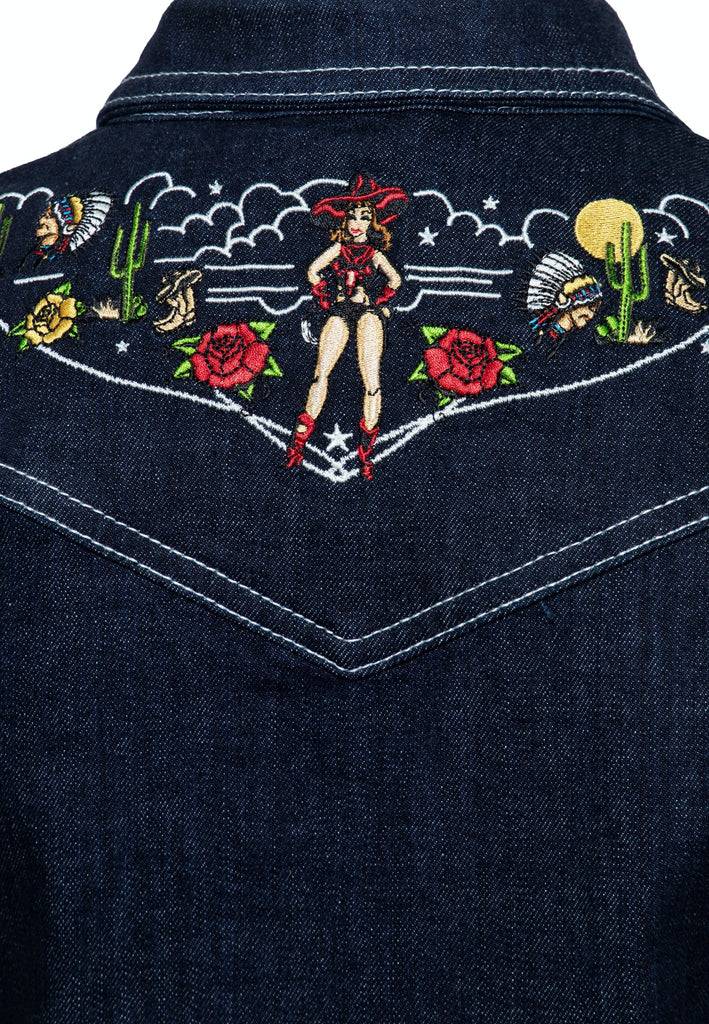 Queen Kerosin Denim Jeansjacke im Western-Style Super Rabatt