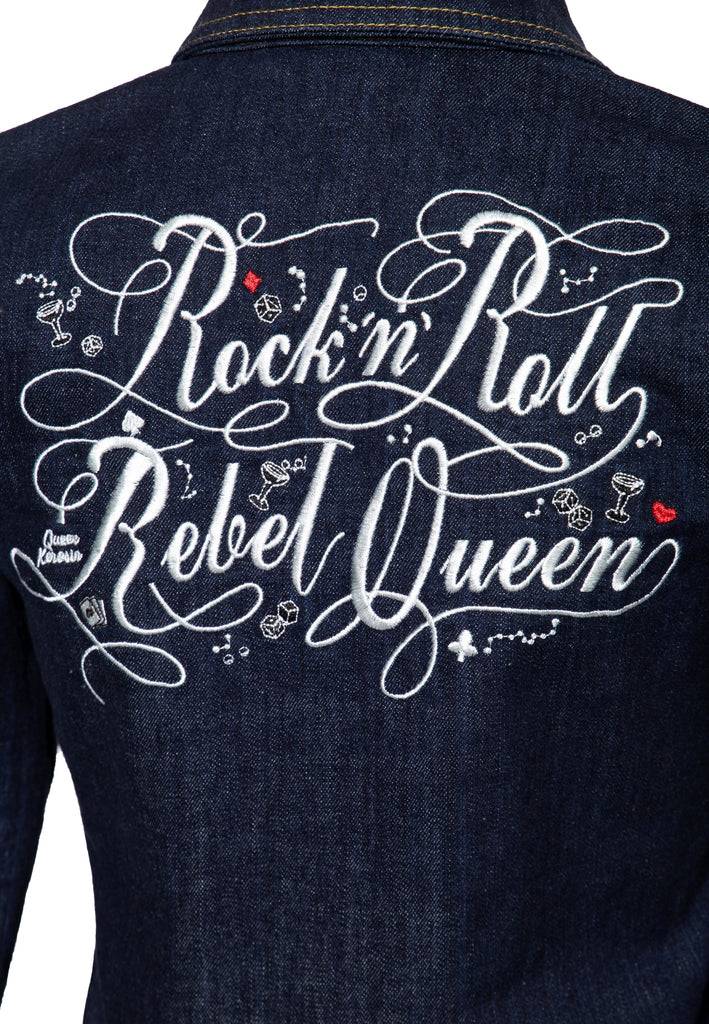 Queen Kerosin Denim Workwear Jacke «Rock'n'Roll Rebel Queen» Riesige Rabatte