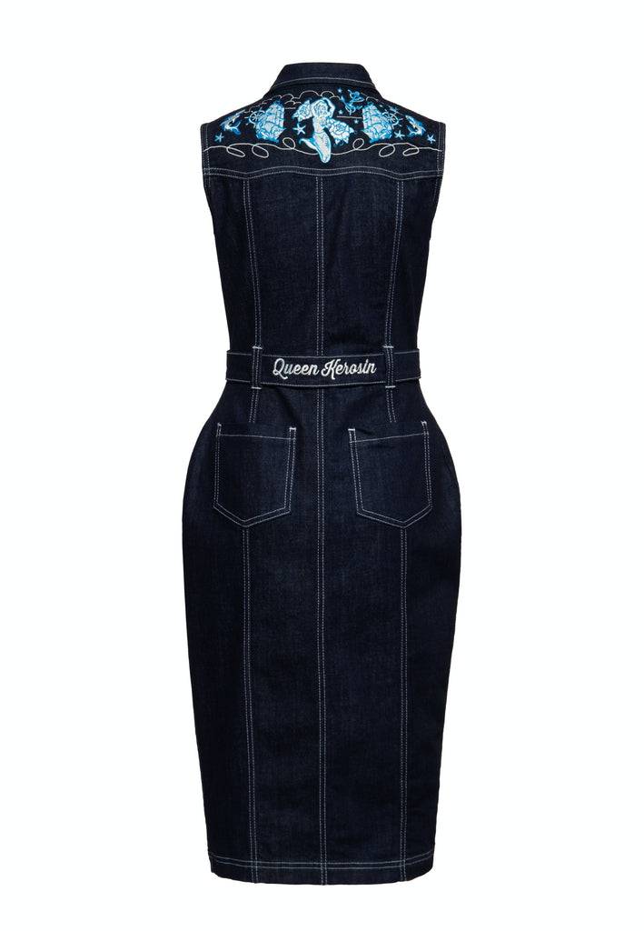 Queen Kerosin Denim Bleistiftkleid Begrenzt auf 3 Tage