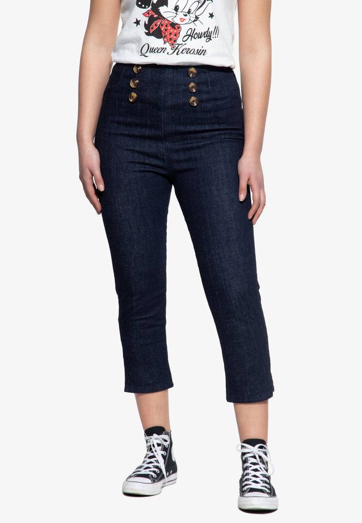Queen Kerosin High Waist Capri Jeanshose Online Shopping
