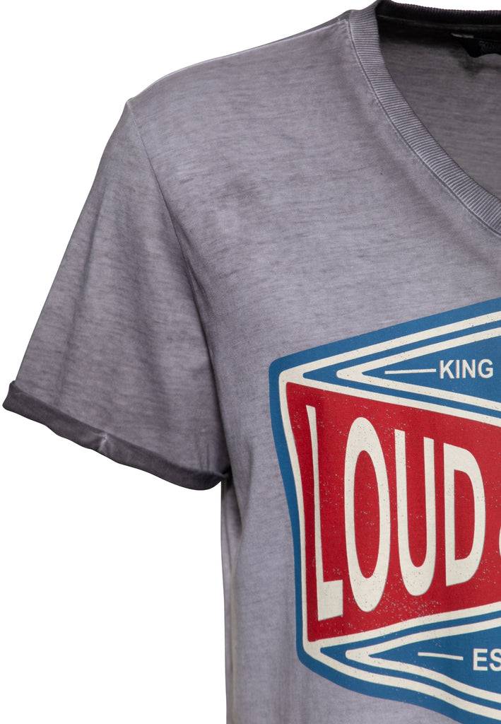 Queen Kerosin Oilwash T-Shirt «Loud & Fast» Räumungsverkauf