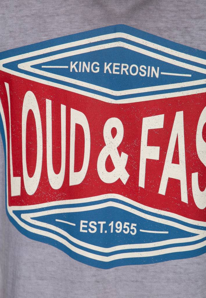 Queen Kerosin Oilwash T-Shirt «Loud & Fast» Räumungsverkauf