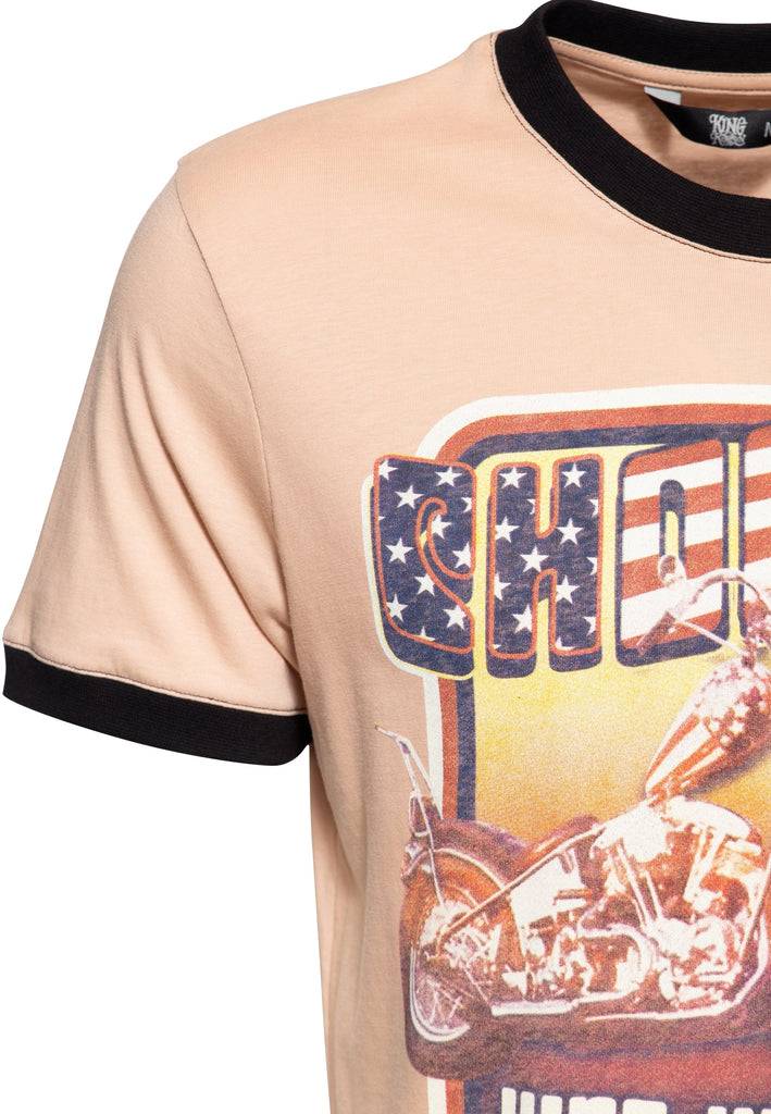Queen Kerosin Contrast T-Shirt «Chopper USA» Kauf eins, bekomm eins gratis