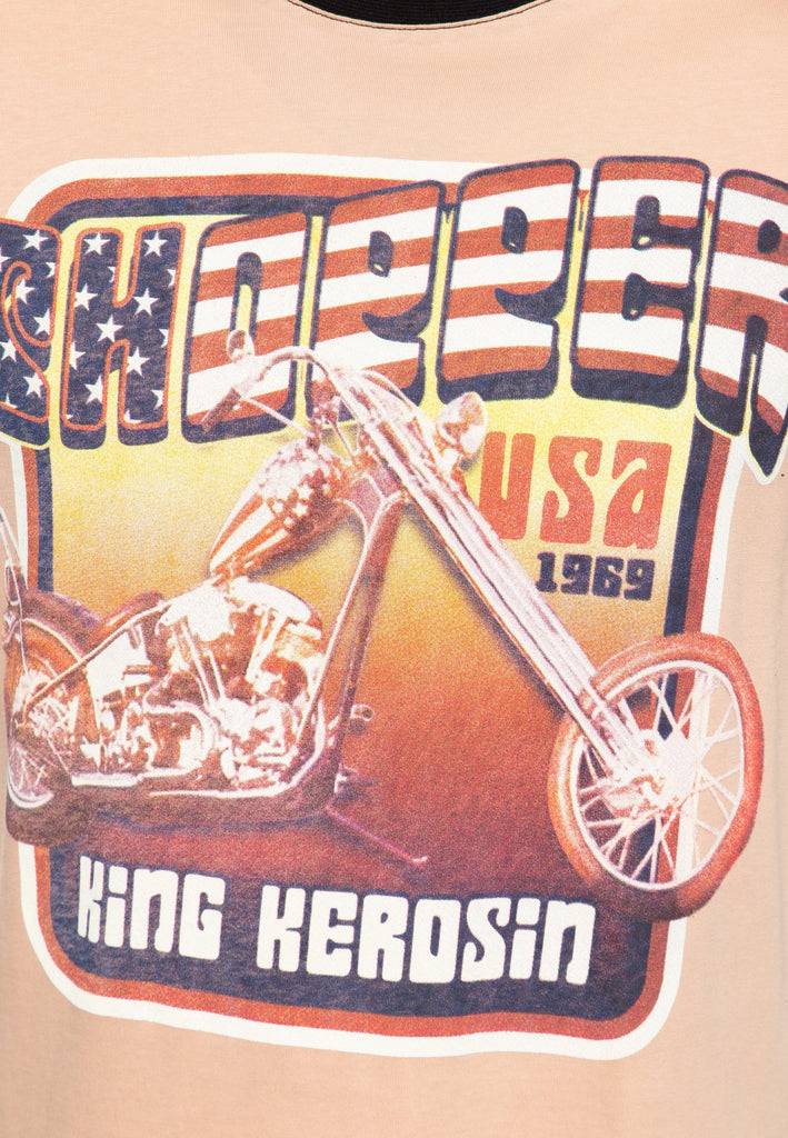 Queen Kerosin Contrast T-Shirt «Chopper USA» Kauf eins, bekomm eins gratis