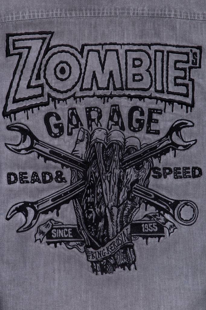 Queen Kerosin Authentisches Langarmhemd «Zombie Garage» Bis zu 65% Rabatt