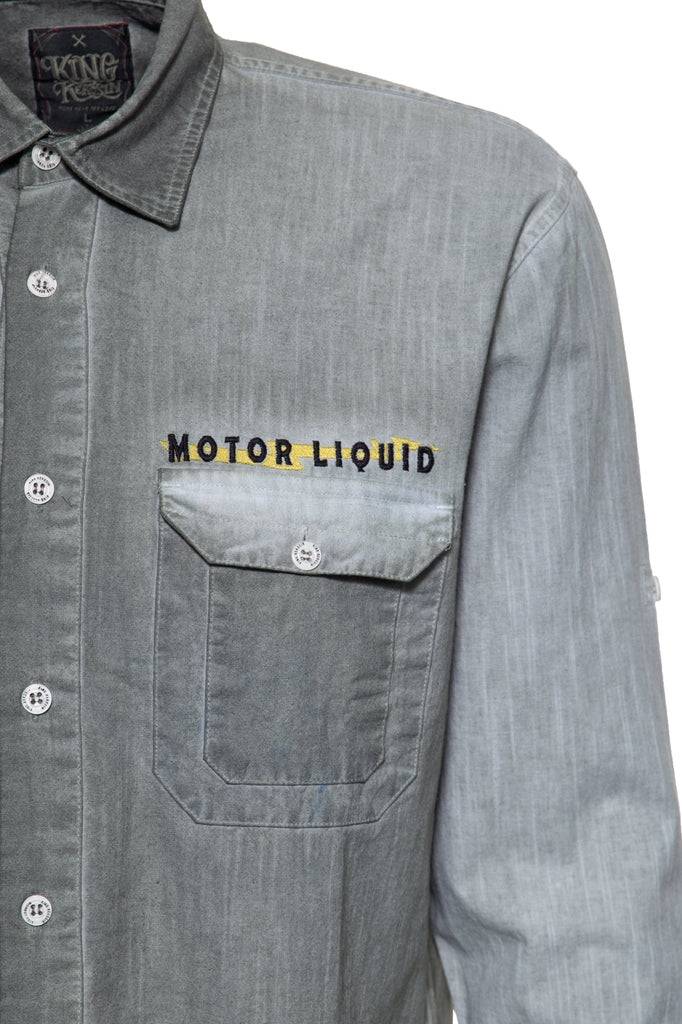 Queen Kerosin Authentisches Langarmhemd «Motor Liquid» Vierteljährliche Förderung