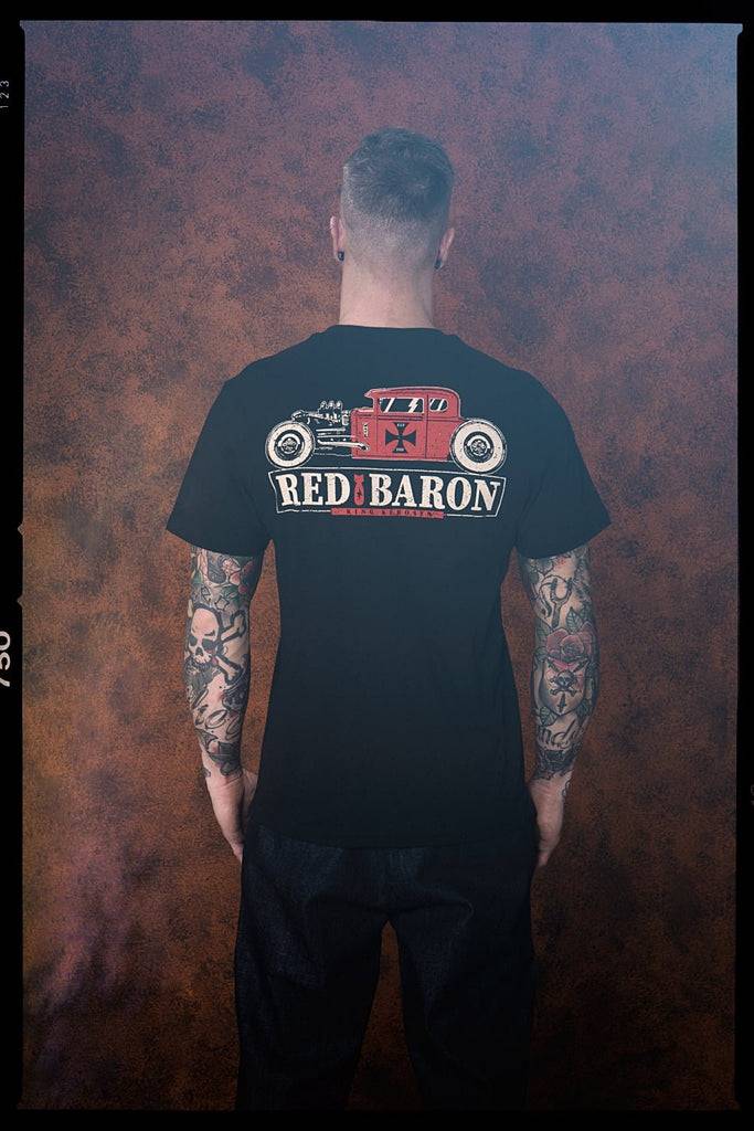 Queen Kerosin Shirt im Retro Style mit Back Print «Red Baron» 50% Rabatt mit kostenlosem Versand