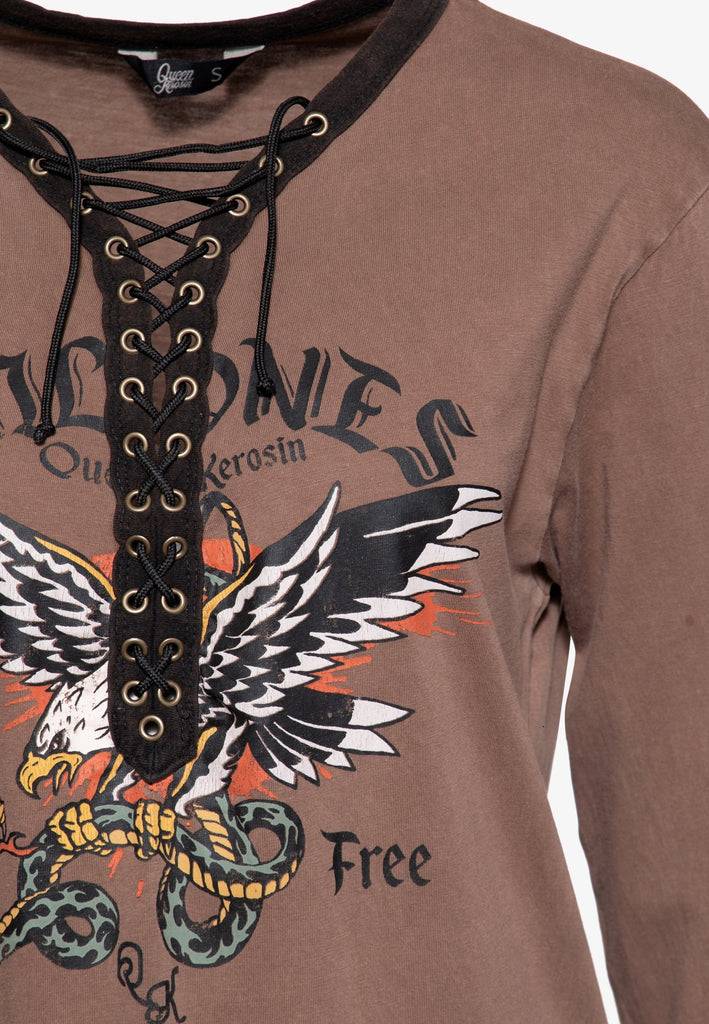 Queen Kerosin Loose Fit Longshirt «Wild Ones Ride Free» Hotsell
