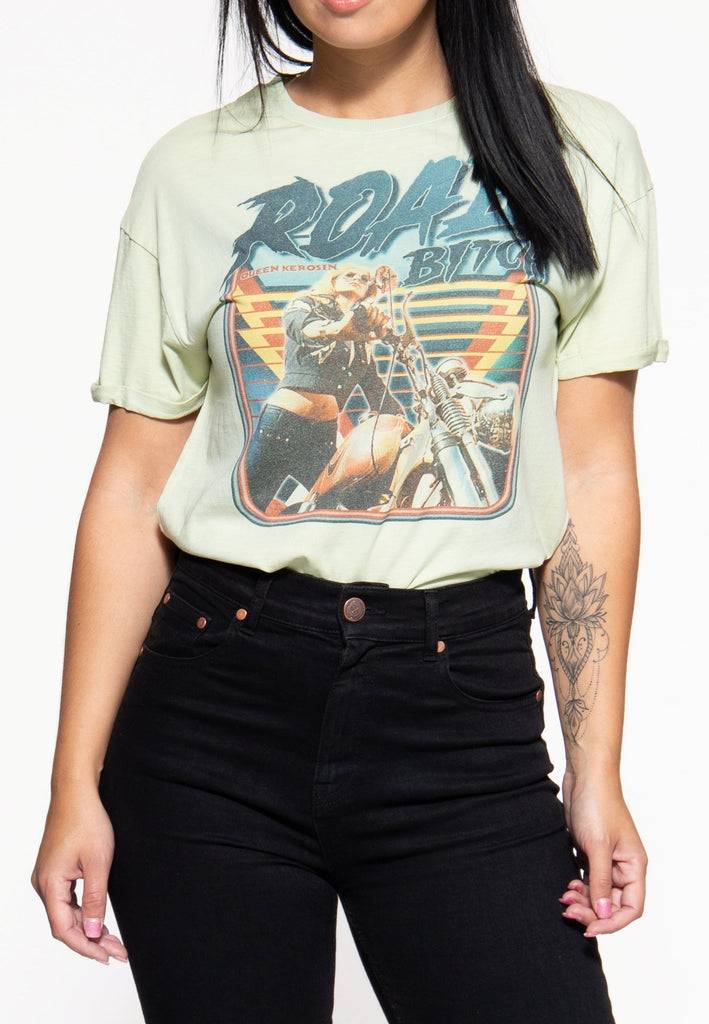 Queen Kerosin Acidwash T-Shirt «Road Queen» Meist gekauft