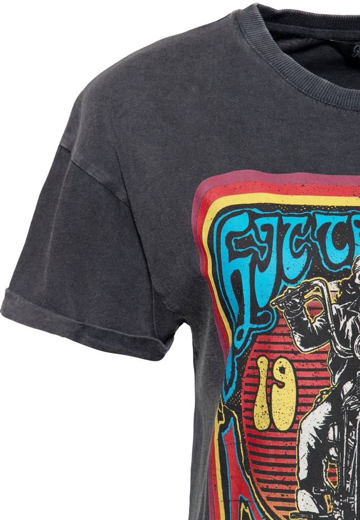 Queen Kerosin Acid Wash T-Shirt «Hit the Road Queen» Kostenloser Versand