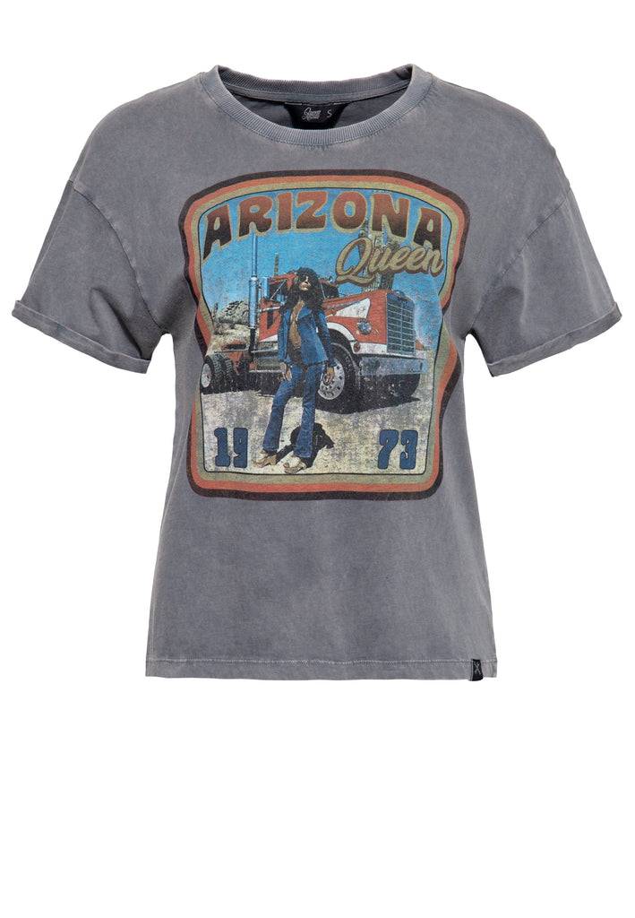 Queen Kerosin Acidwash T-Shirt «Arizona Queen» Limitierter Zeitrabatt