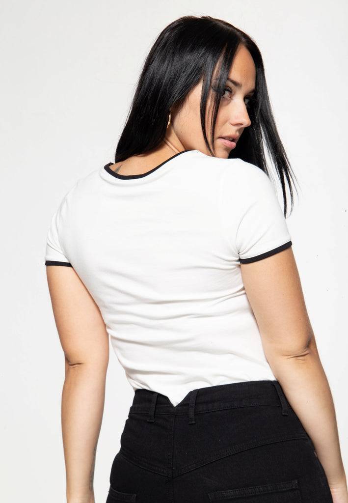 Queen Kerosin Vintage Contrast T-Shirt «Built it up!» Rabatt