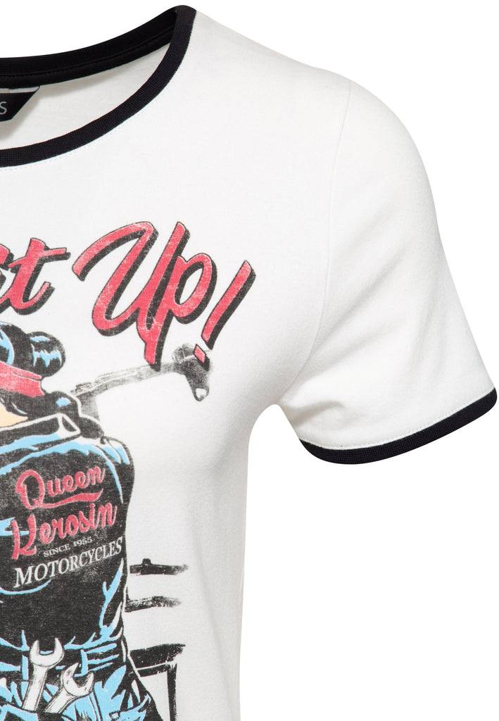 Queen Kerosin Vintage Contrast T-Shirt «Built it up!» Rabatt