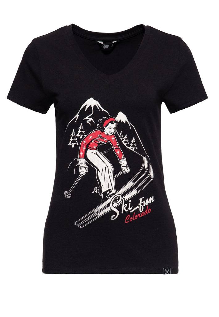 Queen Kerosin Print T-Shirt «Ski Fun» Günstig kaufen