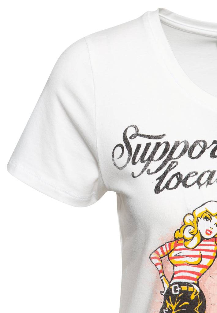 Queen Kerosin Basic T-Shirt «Support your local Girl Gang» Saisonschlussverkauf