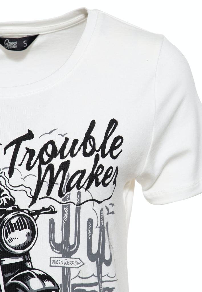 Queen Kerosin Slim Fit Print Shirt mit Frontmotiv «Trouble Maker» Valentinstagsangebot