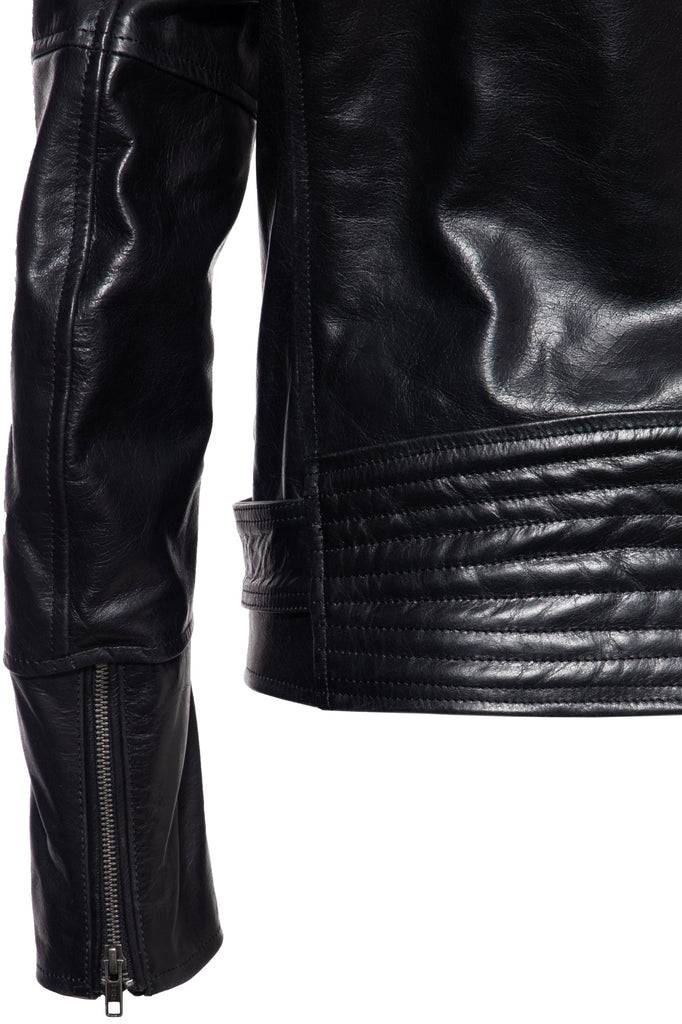 Queen Kerosin Lederjacke mit Bikerkragen und Gürtel am Saum Jubiläumsangebot
