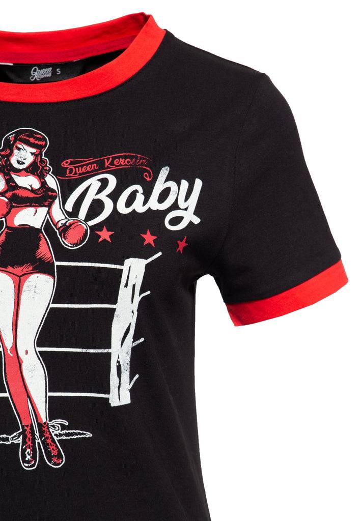 Queen Kerosin Vintage Contrast T-Shirt «Nobody`s Baby» Exklusive Angebote