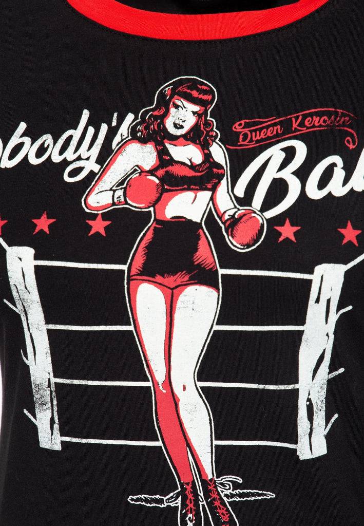Queen Kerosin Vintage Contrast T-Shirt «Nobody`s Baby» Exklusive Angebote