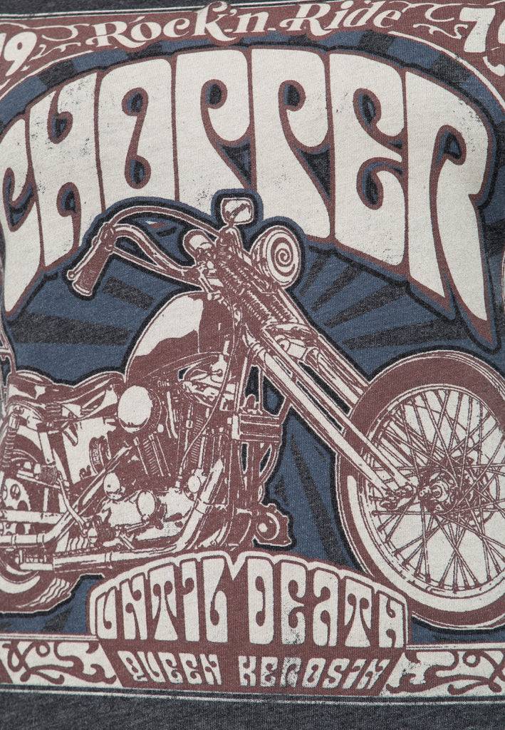 Queen Kerosin Sleveless Enzymewash Shirt «Chopper 1974» Große Rabatte