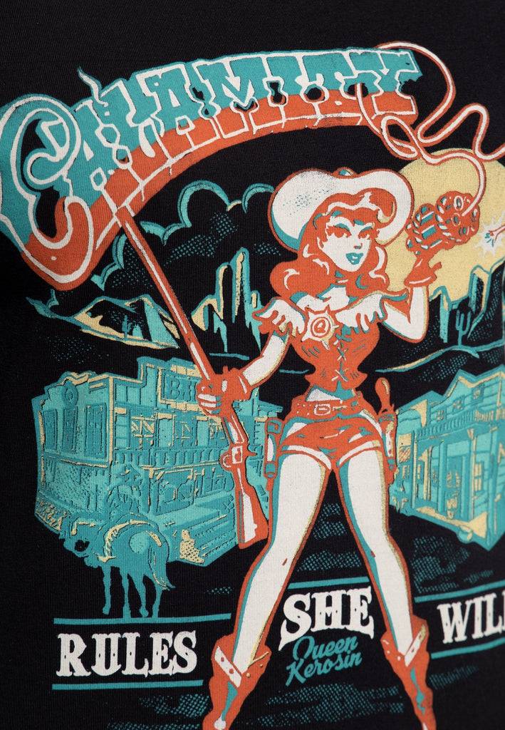 Queen Kerosin Print T-Shirt «Calamity Queen» Saisonale Angebote