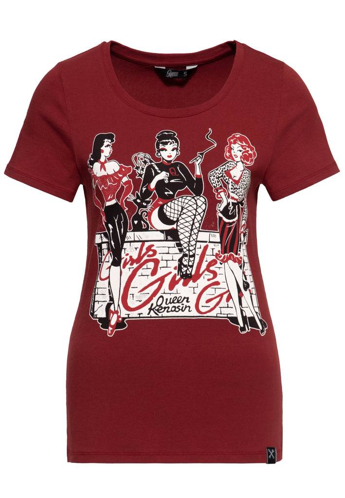 Queen Kerosin Print T-Shirt «Girls Girls Girls» Tägliche Deals