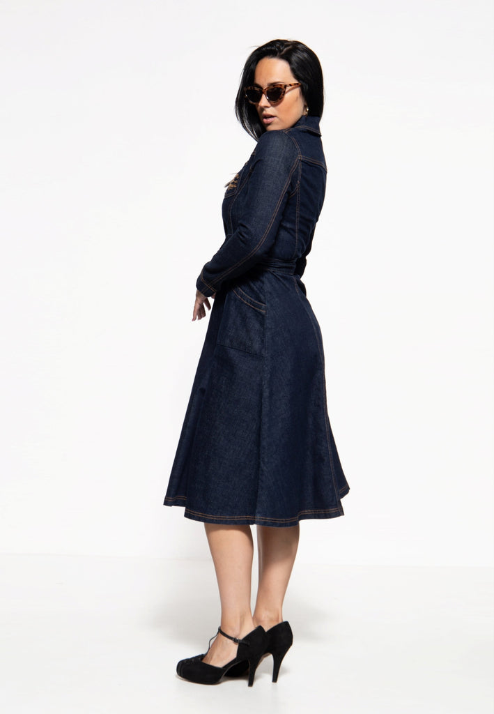 Queen Kerosin Denim Swing-Dress «Q Crown» Zeitbegrenzte Promotion