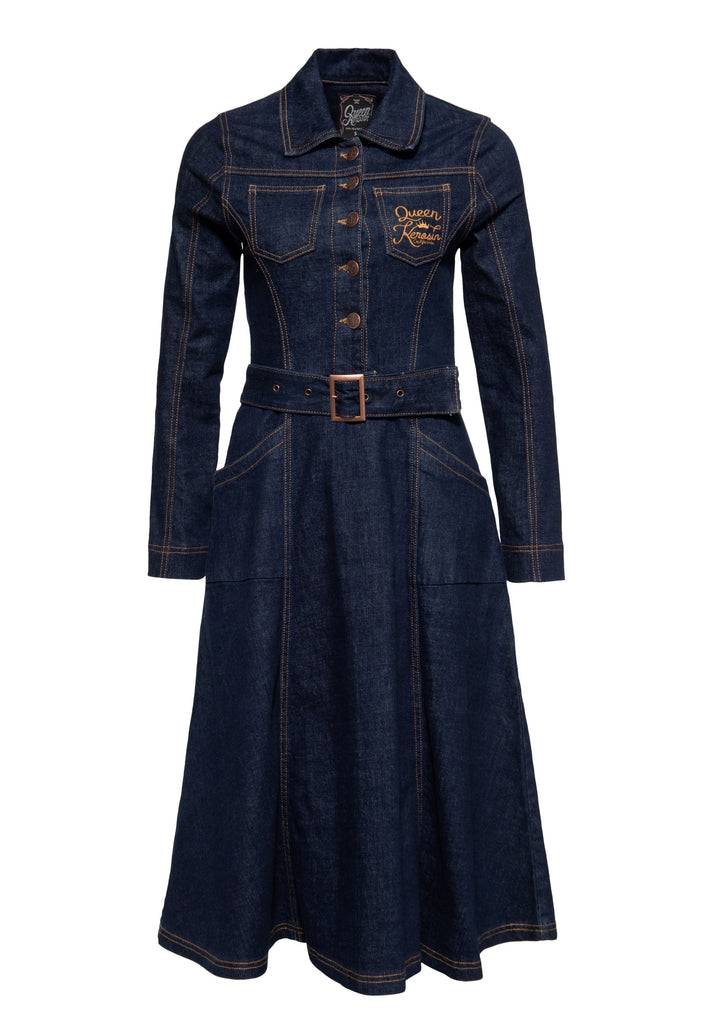 Queen Kerosin Denim Swing-Dress «Q Crown» Zeitbegrenzte Promotion
