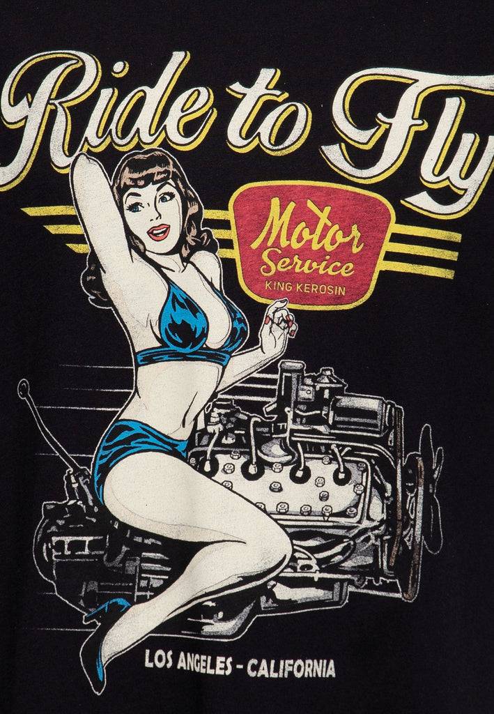 Queen Kerosin Classic T-Shirt «Ride to Fly» Im Verkauf