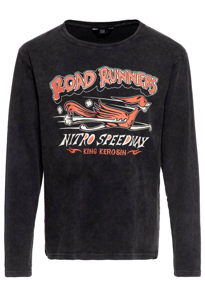 Queen Kerosin Acid washed Longsleeve «Road Runners» Outlet
