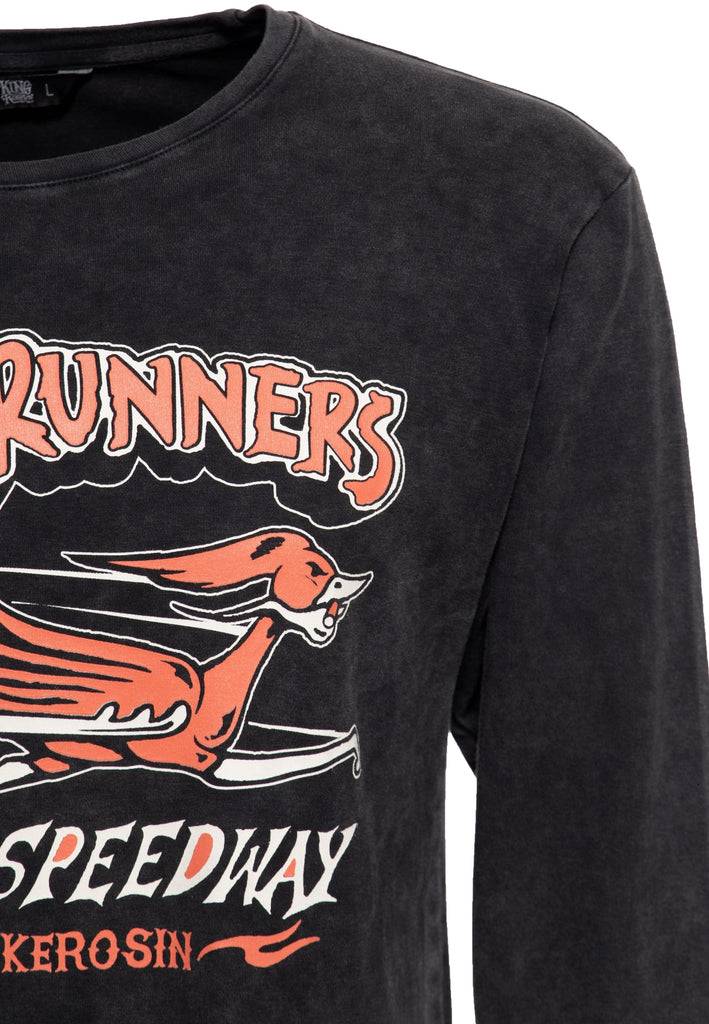 Queen Kerosin Acid washed Longsleeve «Road Runners» Outlet