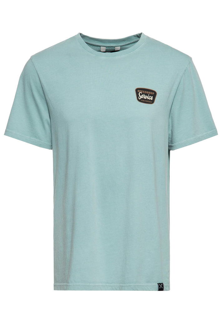 Queen Kerosin Classic T-Shirt Acid washed Print «Detroit Motor Service» Schlussverkauf