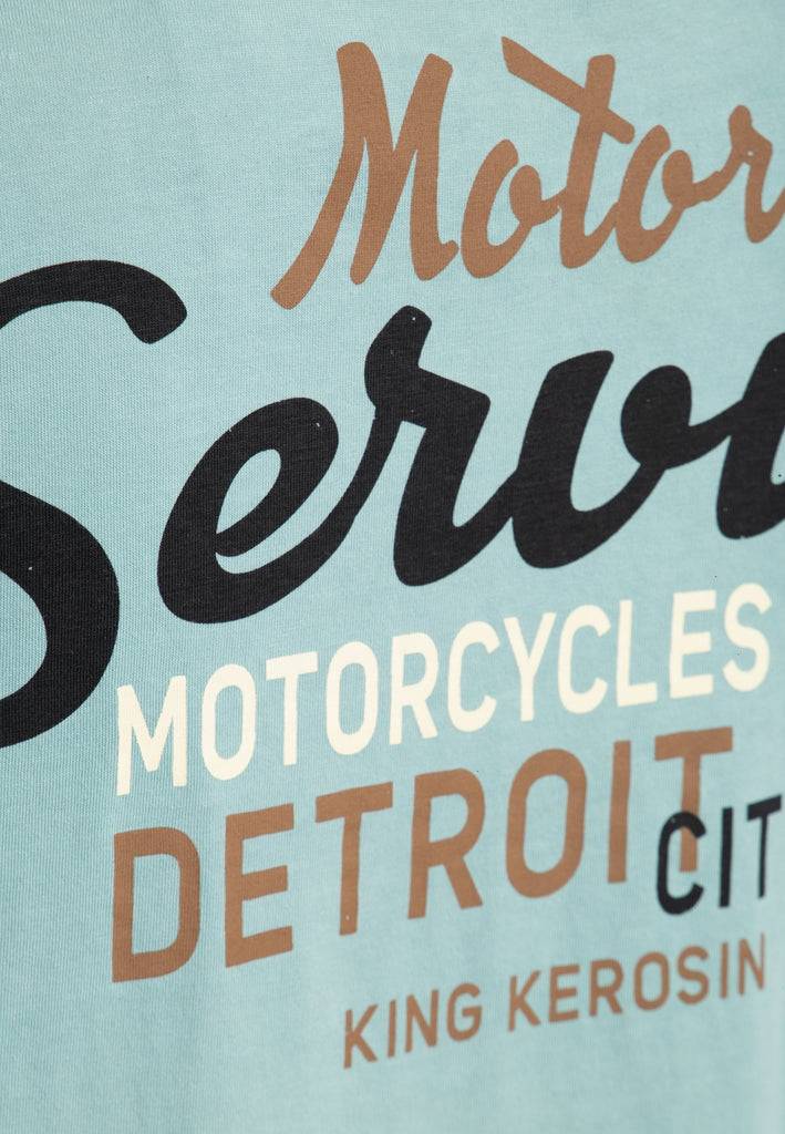 Queen Kerosin Classic T-Shirt Acid washed Print «Detroit Motor Service» Schlussverkauf