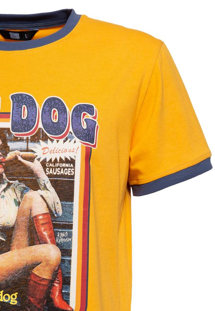 Queen Kerosin Oldschool Ringer T-Shirt «Hot Dog» Fabrikverkauf