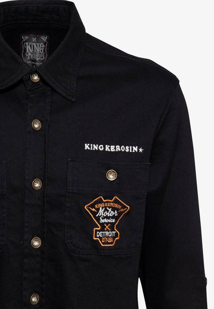 Queen Kerosin Workwear Hemd «Motor Service Speedshop» Großer Ausverkauf