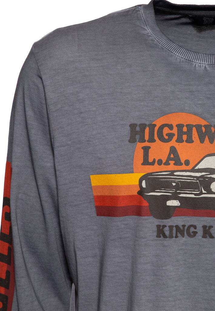 Queen Kerosin Acid Wash Longsleeve «Highway to LA» Flash Sale