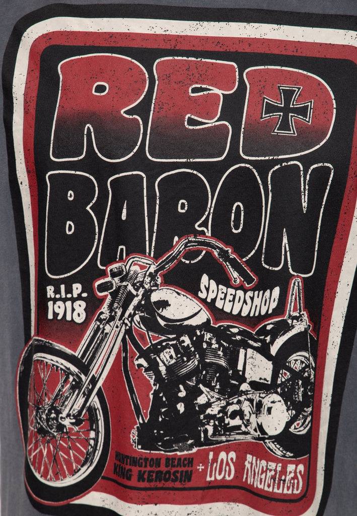 Queen Kerosin Acid washed T-Shirt «Red Baron Speedshop» Osterangebot