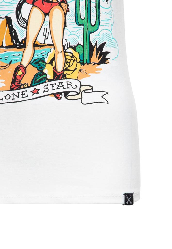 Queen Kerosin Contrast T-Shirt «Deep in Texas» Top Angebot