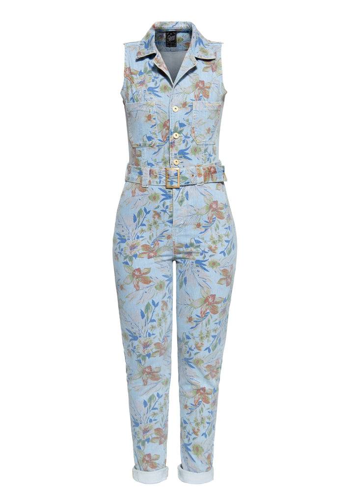 Queen Kerosin Denim Overall mit Allover-Print «Hawaii» Super Sparpreis