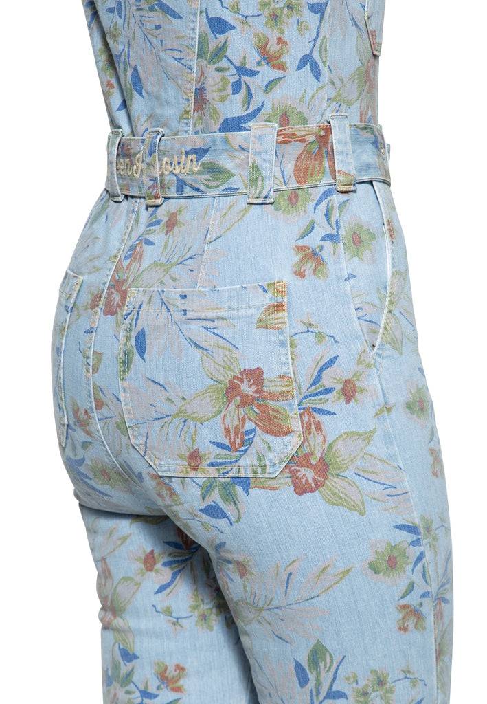 Queen Kerosin Denim Overall mit Allover-Print «Hawaii» Super Sparpreis