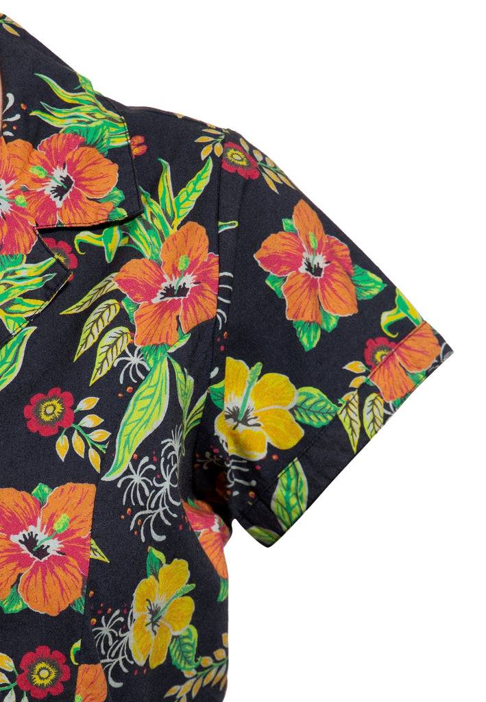 Queen Kerosin Blusen Jumpsuit «Hibiscus Black» JETZT KAUFEN