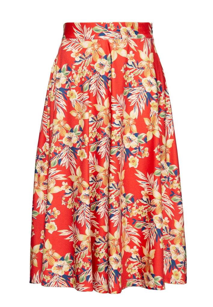 Queen Kerosin Swing Rock mit tropischen All-over-Print «Hawaii Red» Neueste Stile